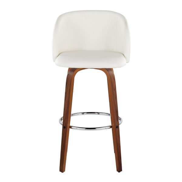 Fran 29 Walnut White Mid Century Modern Barstool Set of 2 7