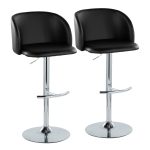 Fran Black Faux Leather Chrome Contemporary Adjustable Barstool (Set of 2) 13 Fran Black Faux Leather Chrome Contemporary Adjustable Barstool (Set of 2)