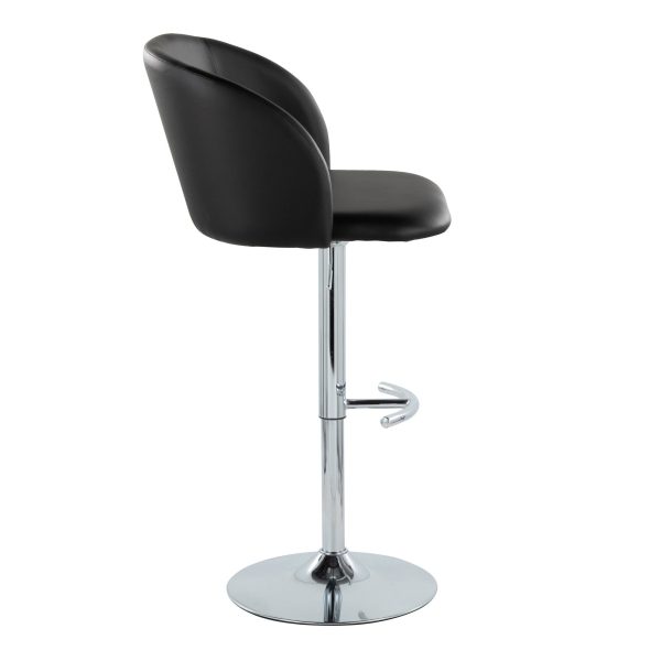 Fran Black Faux Leather Chrome Contemporary Adjustable Barstool Set of 2 4