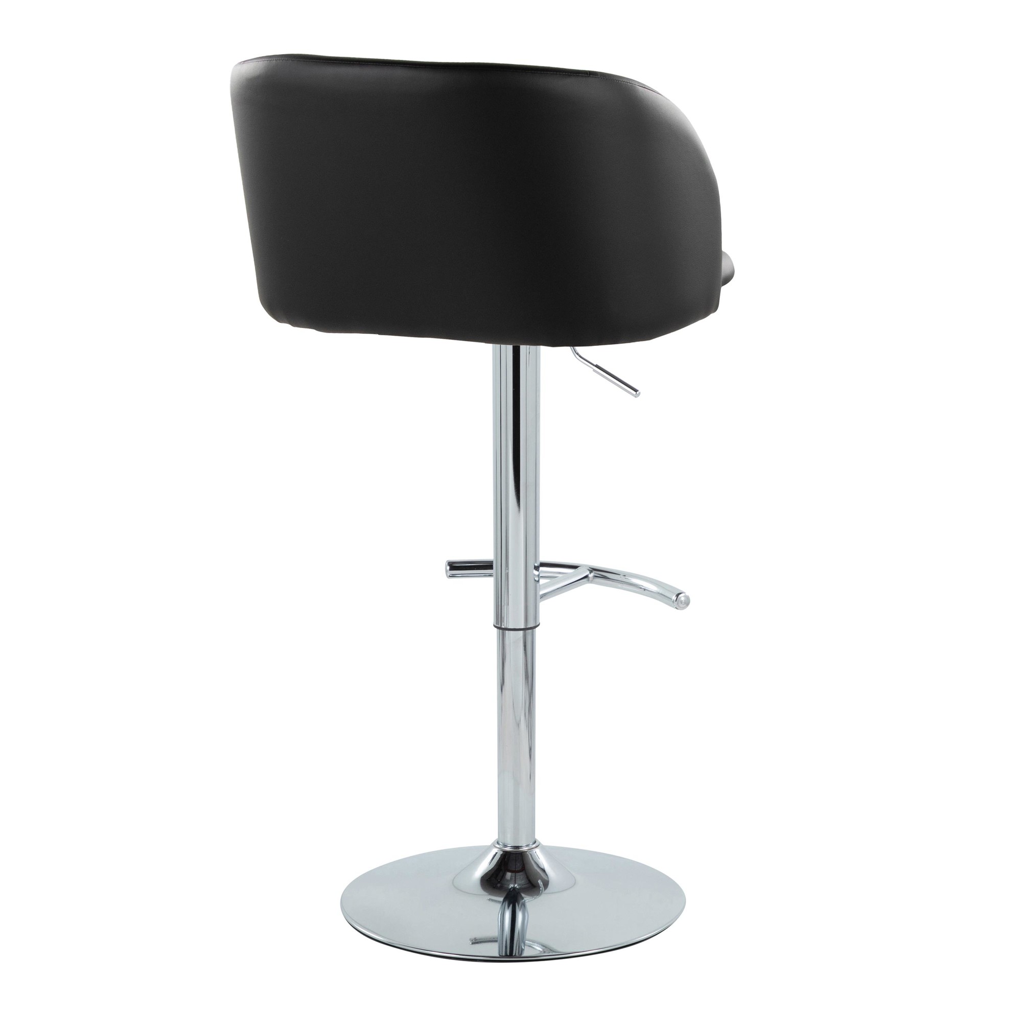 Fran Black Faux Leather Chrome Contemporary Adjustable Barstool (Set of 2) 6 Fran Black Faux Leather Chrome Contemporary Adjustable Barstool (Set of 2) - Image 6