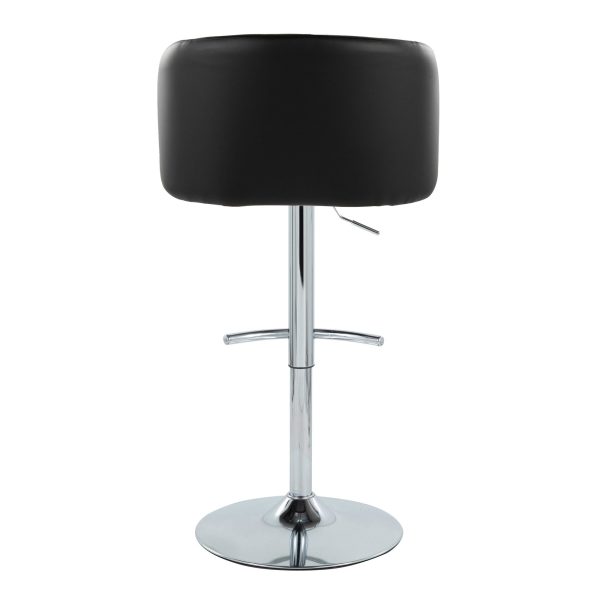 Fran Black Faux Leather Chrome Contemporary Adjustable Barstool Set of 2 6