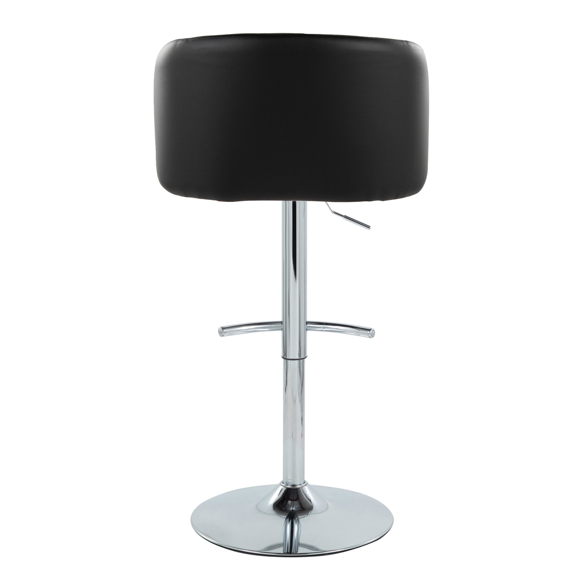 Fran Black Faux Leather Chrome Contemporary Adjustable Barstool (Set of 2) 7 Fran Black Faux Leather Chrome Contemporary Adjustable Barstool (Set of 2) - Image 7