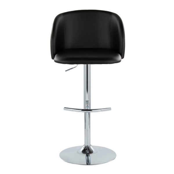 Fran Black Faux Leather Chrome Contemporary Adjustable Barstool Set of 2 7