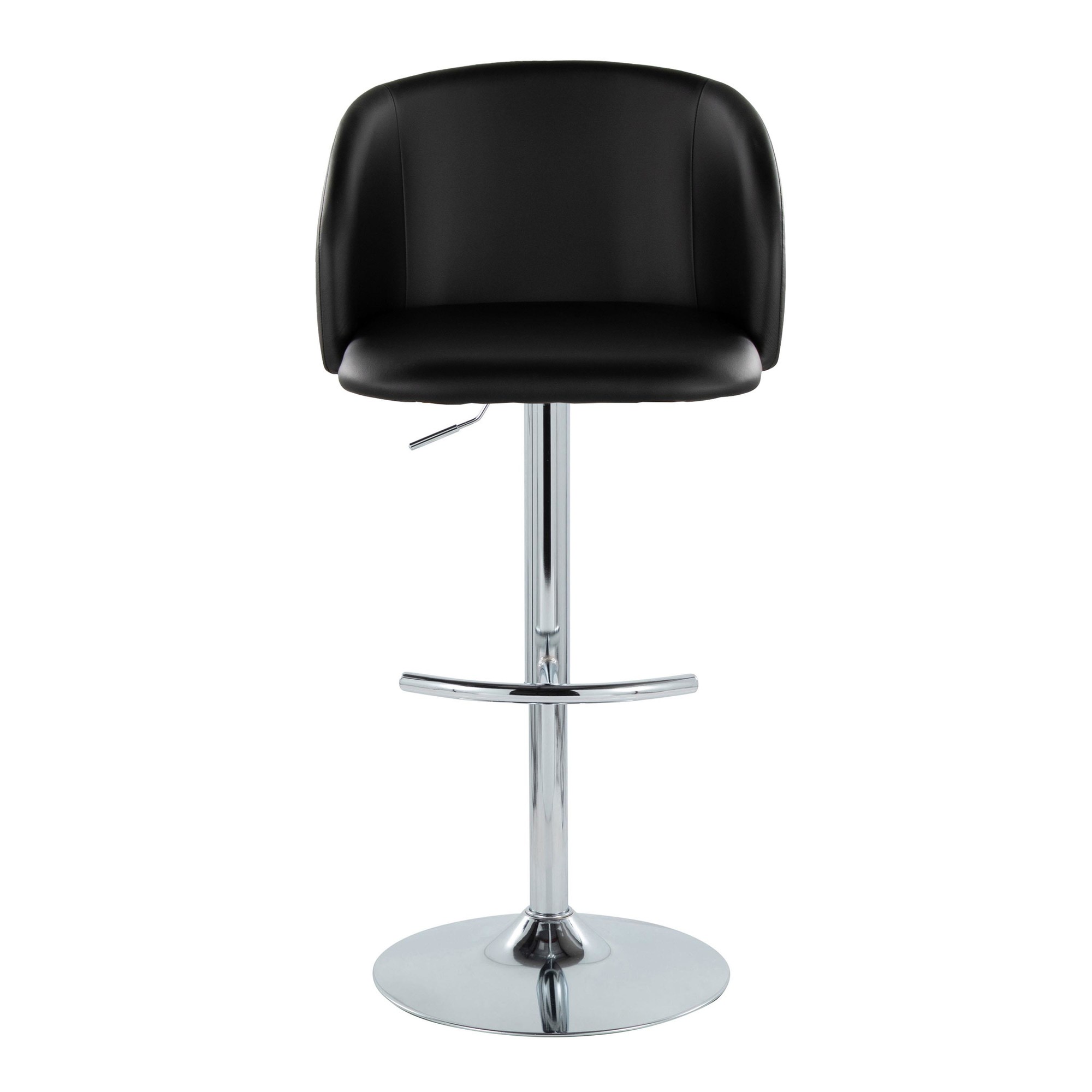 Fran Black Faux Leather Chrome Contemporary Adjustable Barstool (Set of 2) 8 Fran Black Faux Leather Chrome Contemporary Adjustable Barstool (Set of 2) - Image 8