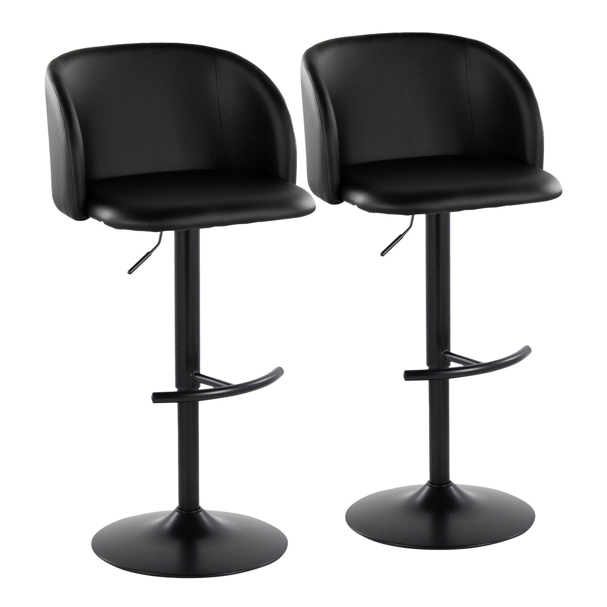 Fran Black Faux Leather Contemporary Adjustable Barstool (Set of 2) 3 Fran Black Faux Leather Contemporary Adjustable Barstool (Set of 2) - Image 3