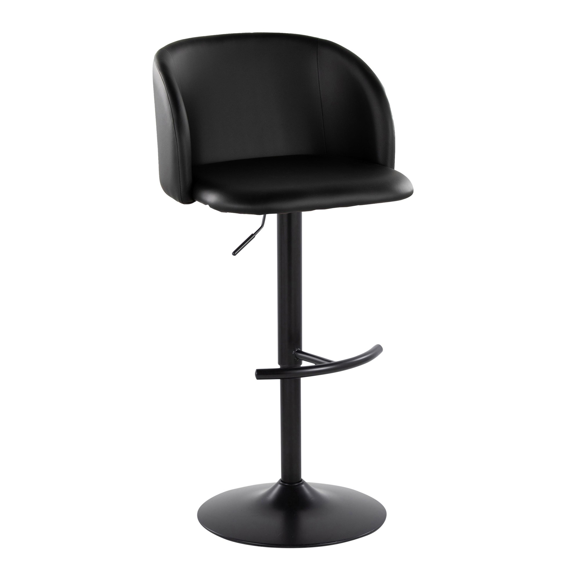 Fran Black Faux Leather Contemporary Adjustable Barstool (Set of 2) 4 Fran Black Faux Leather Contemporary Adjustable Barstool (Set of 2) - Image 4