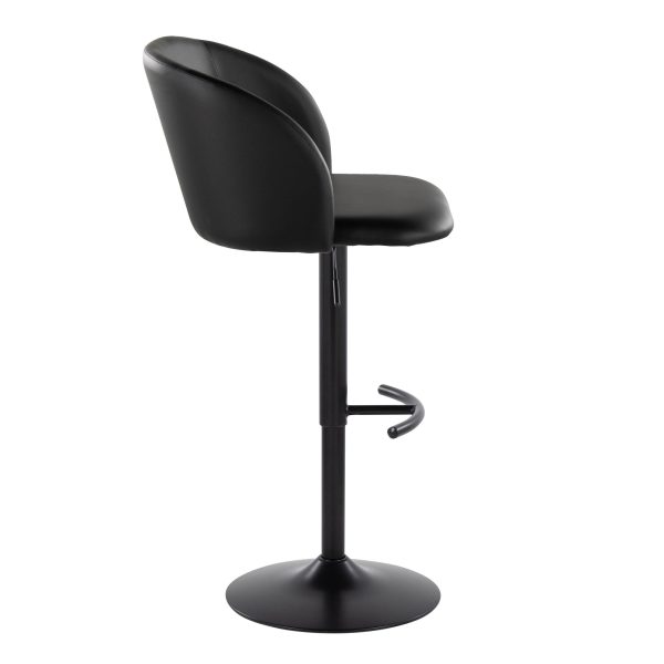 Fran Black Faux Leather Contemporary Adjustable Barstool Set of 2 4
