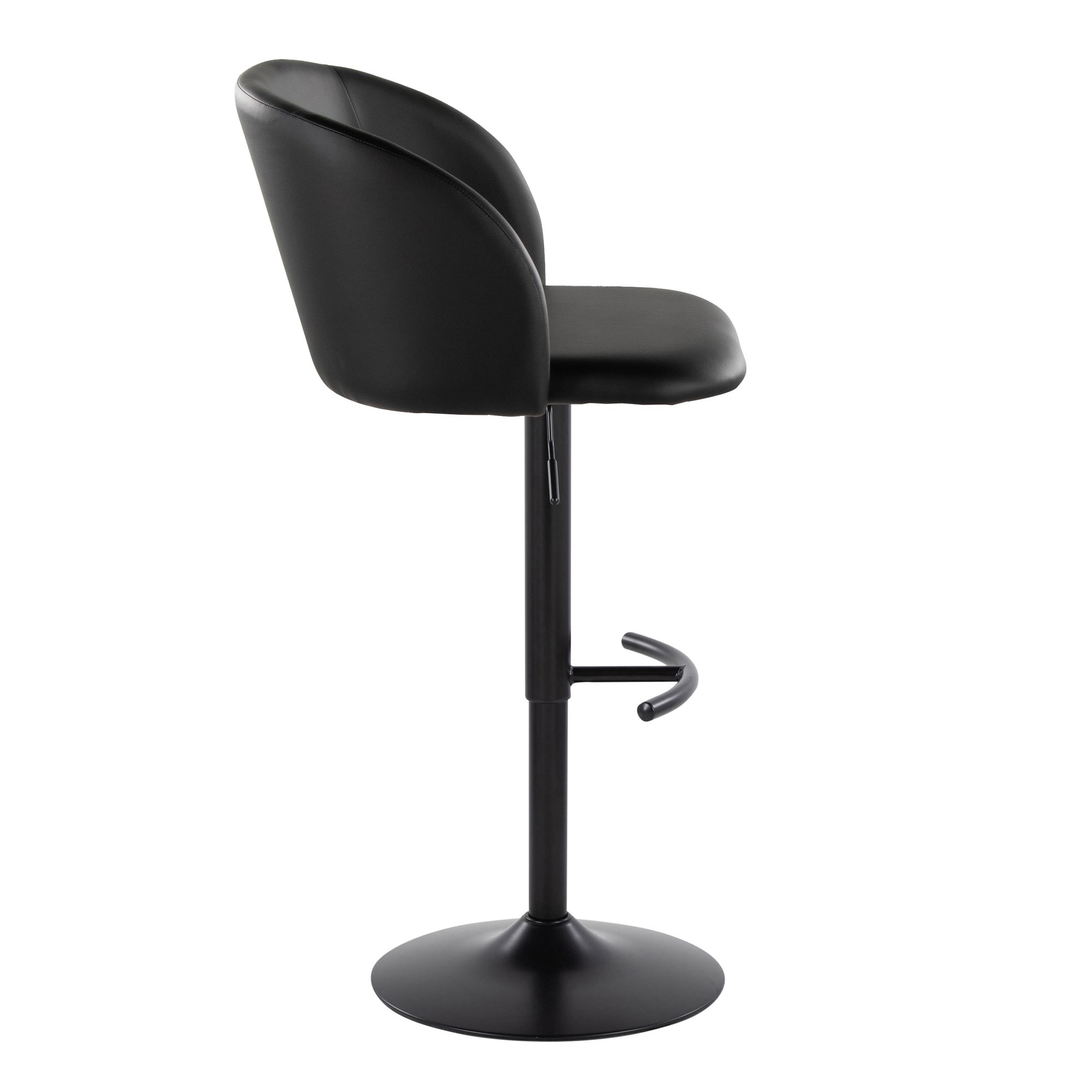 Fran Black Faux Leather Contemporary Adjustable Barstool (Set of 2) 5 Fran Black Faux Leather Contemporary Adjustable Barstool (Set of 2) - Image 5