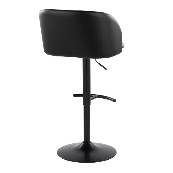 Fran Black Faux Leather Contemporary Adjustable Barstool Set of 2 5