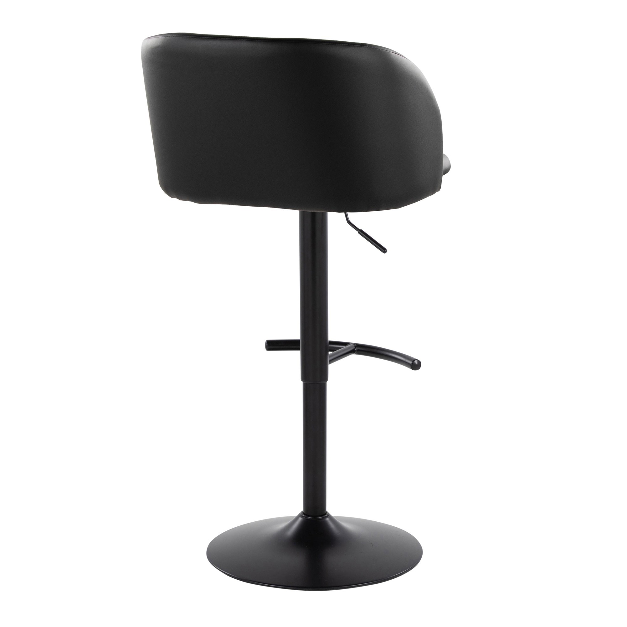 Fran Black Faux Leather Contemporary Adjustable Barstool (Set of 2) 6 Fran Black Faux Leather Contemporary Adjustable Barstool (Set of 2) - Image 6