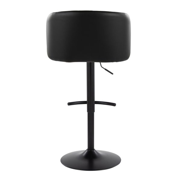 Fran Black Faux Leather Contemporary Adjustable Barstool Set of 2 6