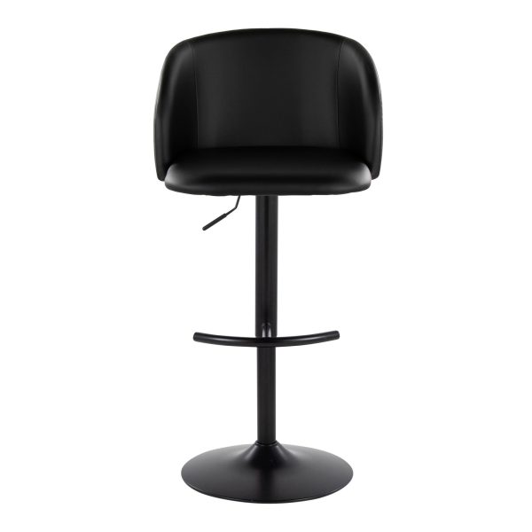 Fran Black Faux Leather Contemporary Adjustable Barstool Set of 2 7