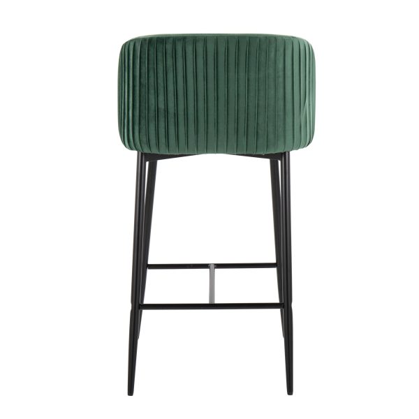 Fran Black Metal Green Velvet Pleated Counter Stools Set of 2 5