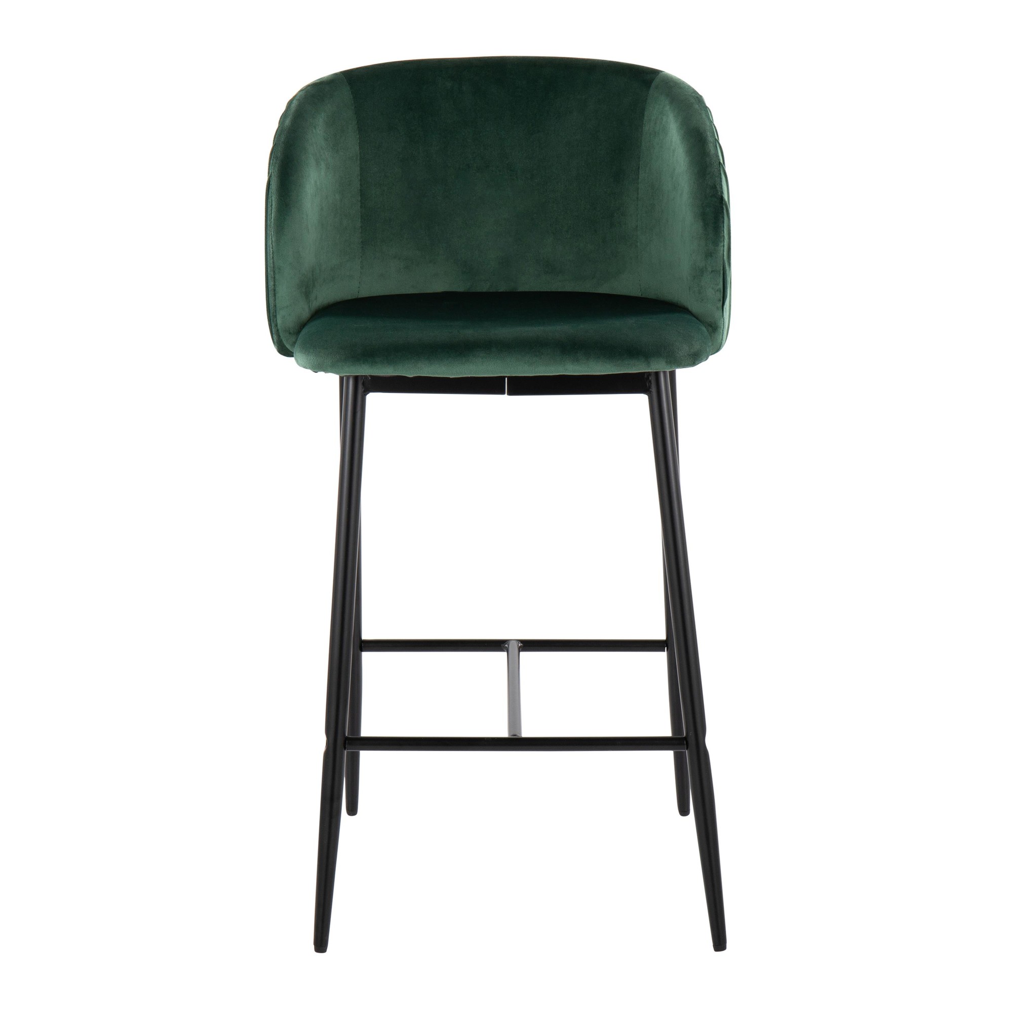 Fran Black Metal Green Velvet Pleated Counter Stools (Set of 2) 7 Fran Black Metal Green Velvet Pleated Counter Stools (Set of 2) - Image 7