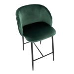Fran Black Metal Green Velvet Pleated Counter Stools (Set of 2) 16 Fran Black Metal Green Velvet Pleated Counter Stools (Set of 2)