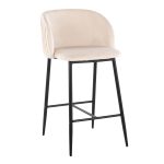 Fran Black Metal White Velvet Pleated Counter Stools (Set of 2) 12 Fran Black Metal White Velvet Pleated Counter Stools (Set of 2)