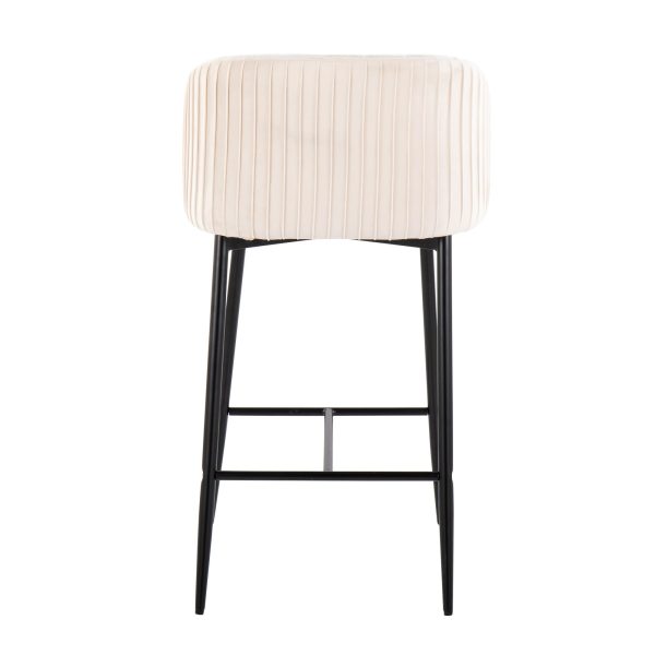 Fran Black Metal White Velvet Pleated Counter Stools Set of 2 5