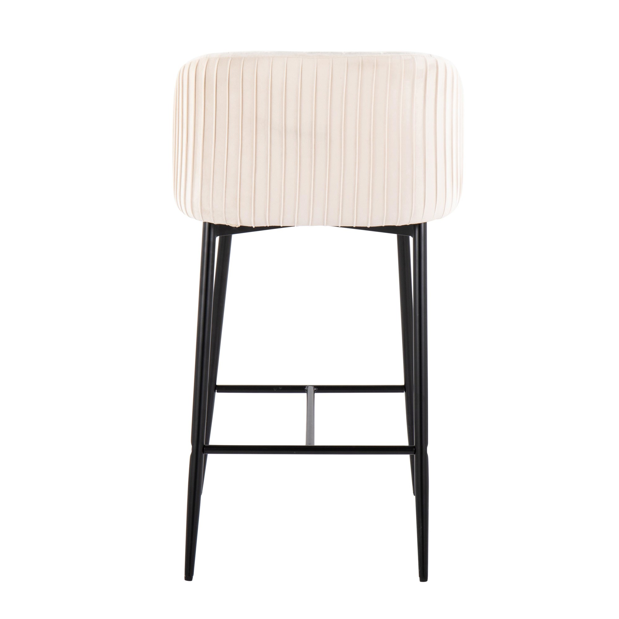Fran Black Metal White Velvet Pleated Counter Stools (Set of 2) 6 Fran Black Metal White Velvet Pleated Counter Stools (Set of 2) - Image 6