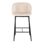 Fran Black Metal White Velvet Pleated Counter Stools (Set of 2) 16 Fran Black Metal White Velvet Pleated Counter Stools (Set of 2)