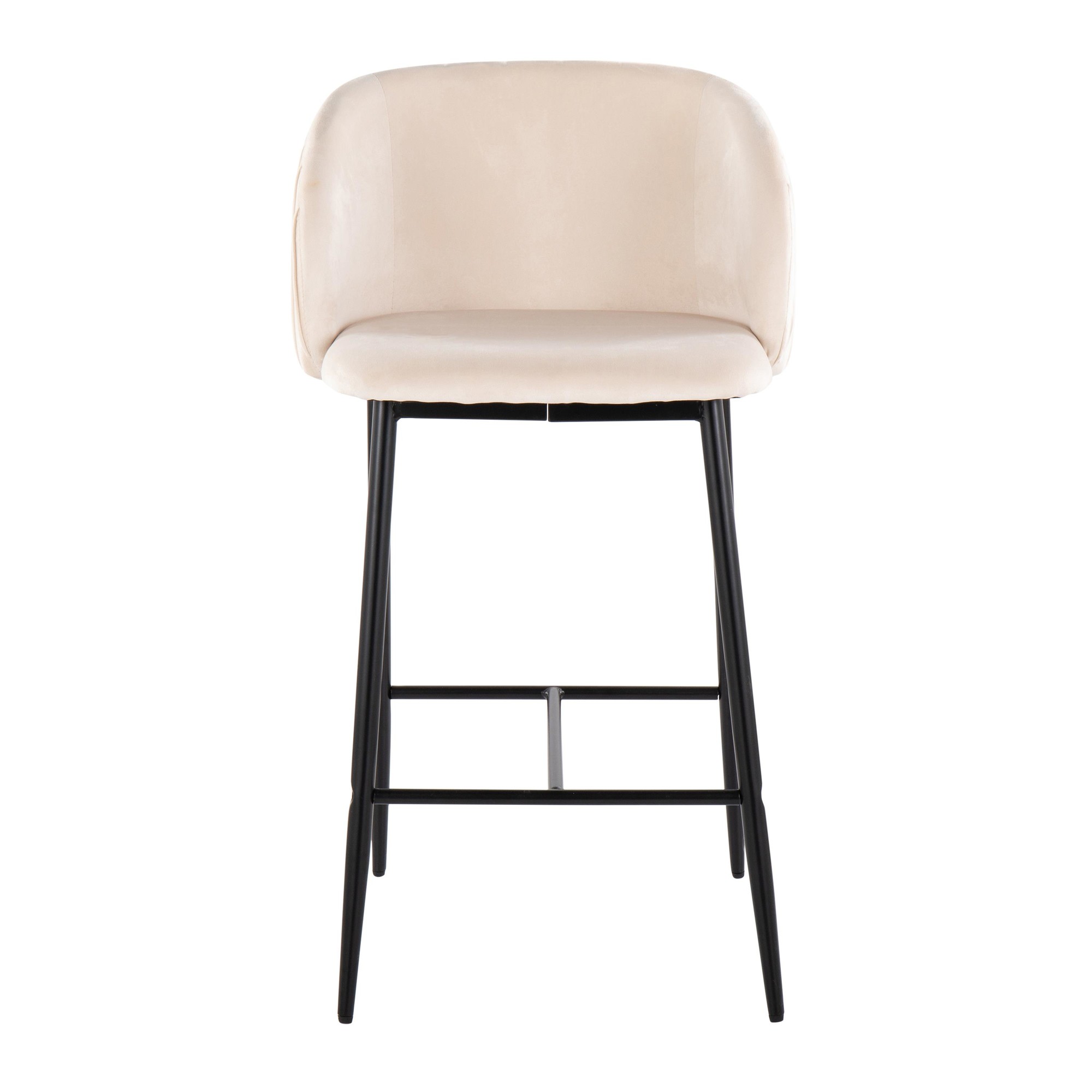Fran Black Metal White Velvet Pleated Counter Stools (Set of 2) 7 Fran Black Metal White Velvet Pleated Counter Stools (Set of 2) - Image 7