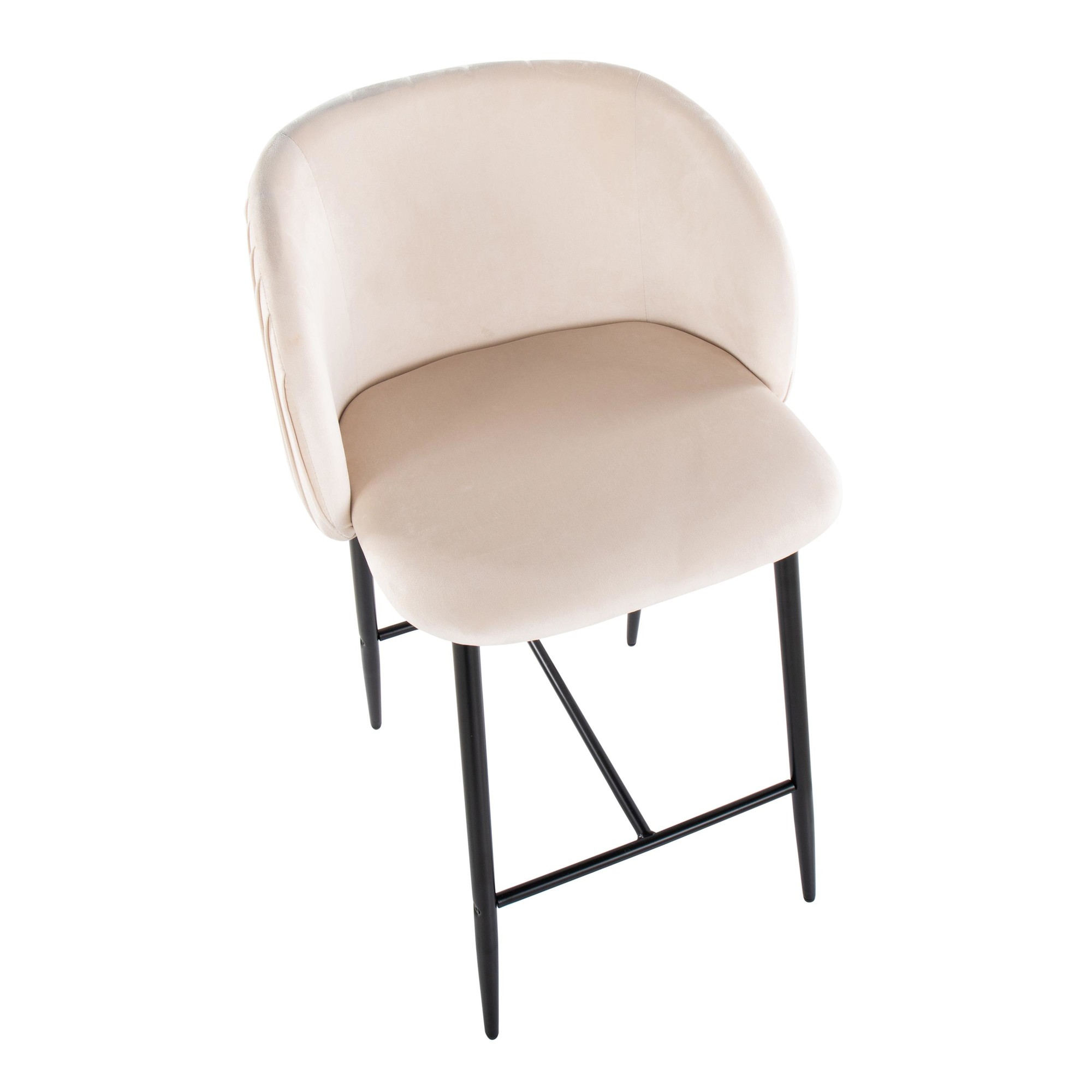 Fran Black Metal White Velvet Pleated Counter Stools (Set of 2) 8 Fran Black Metal White Velvet Pleated Counter Stools (Set of 2) - Image 8