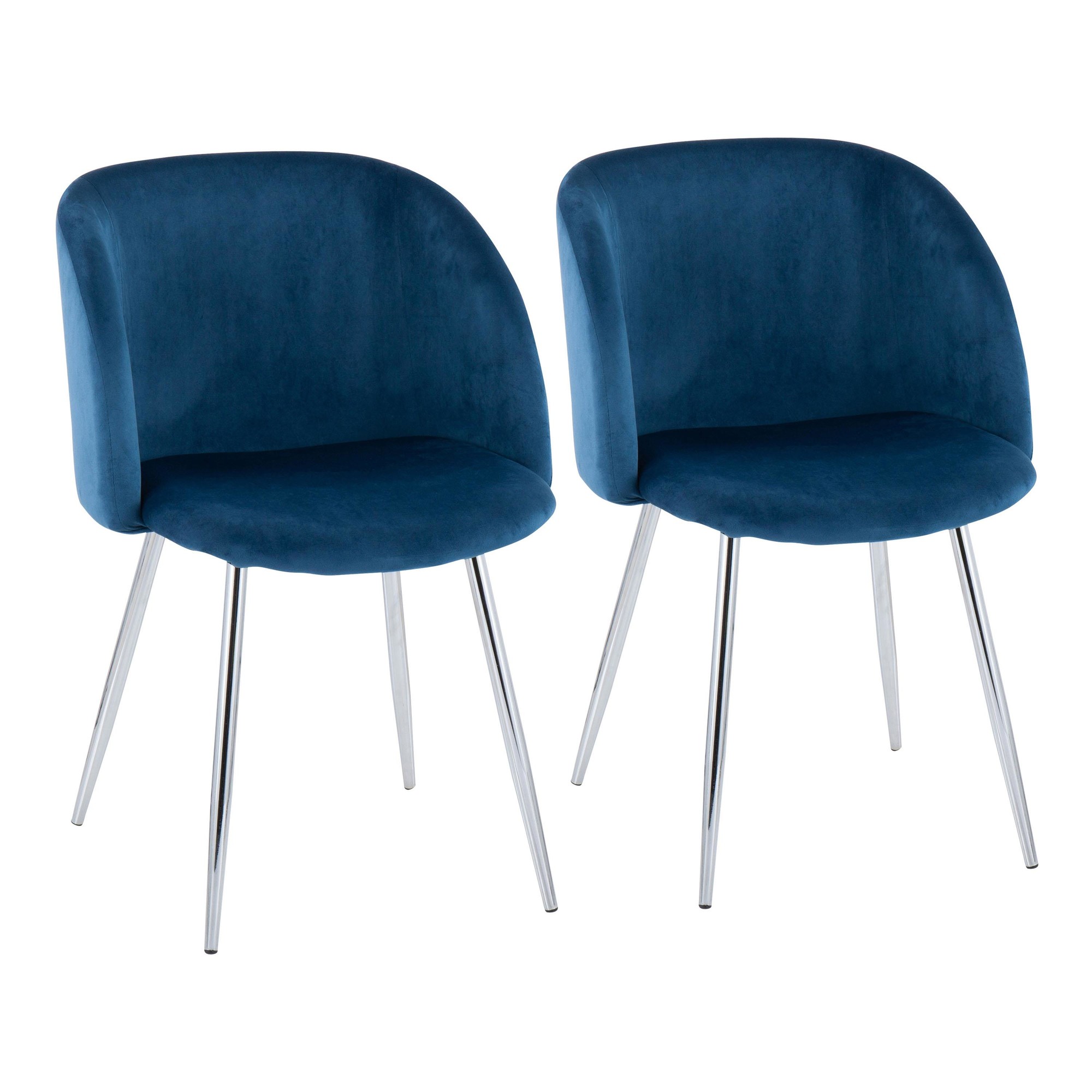 Fran Chrome Blue Velvet Contemporary Chairs (Set of 2) 2 Fran Chrome Blue Velvet Contemporary Chairs (Set of 2) - Image 2