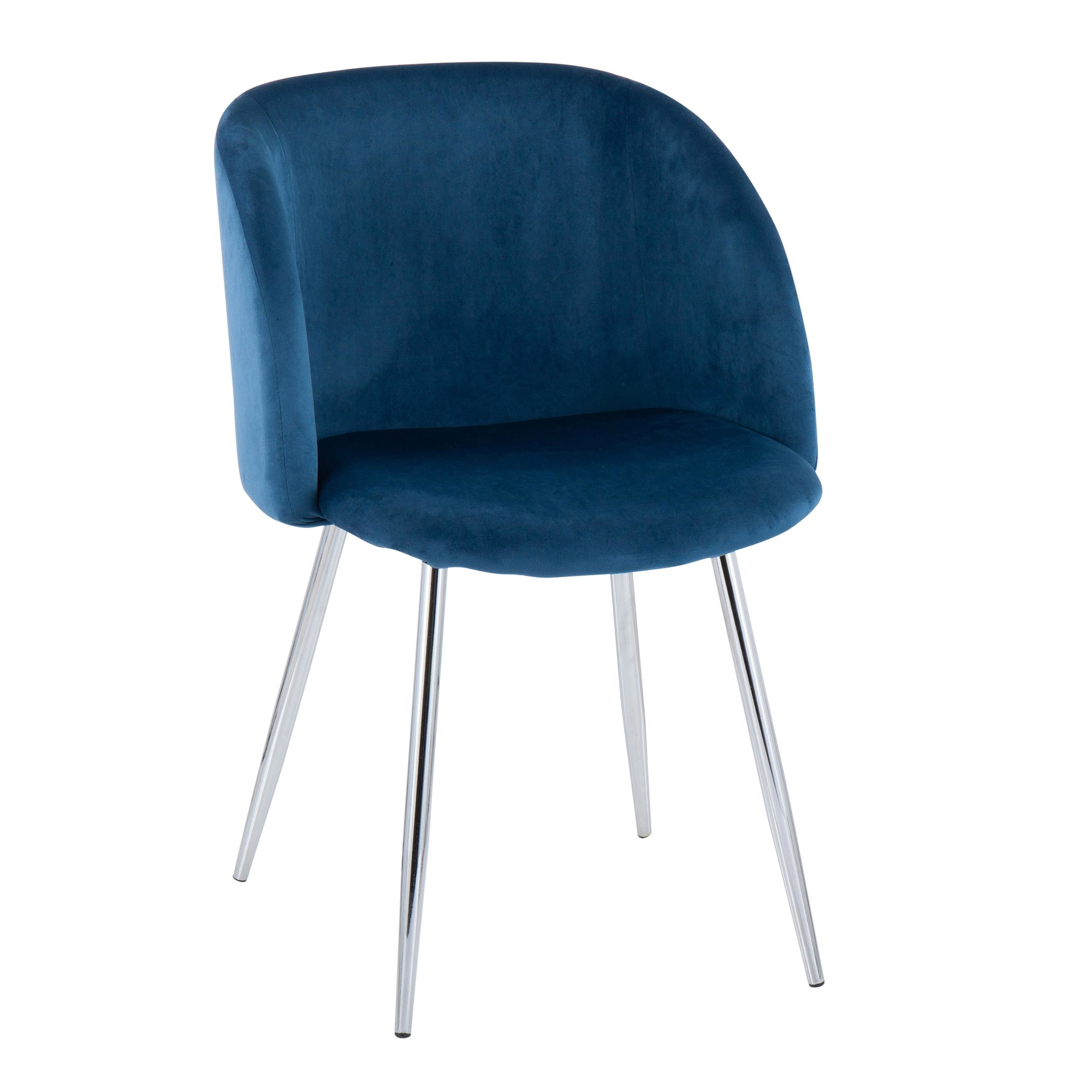 Fran Chrome Blue Velvet Contemporary Chairs (Set of 2) 3 Fran Chrome Blue Velvet Contemporary Chairs (Set of 2) - Image 3