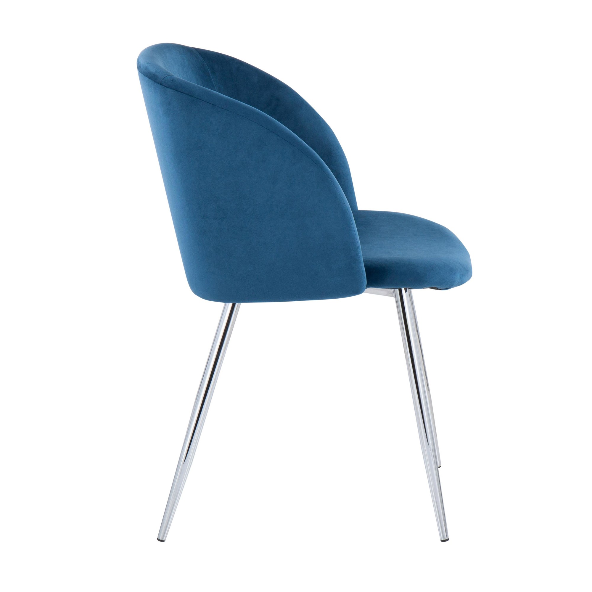 Fran Chrome Blue Velvet Contemporary Chairs (Set of 2) 4 Fran Chrome Blue Velvet Contemporary Chairs (Set of 2) - Image 4