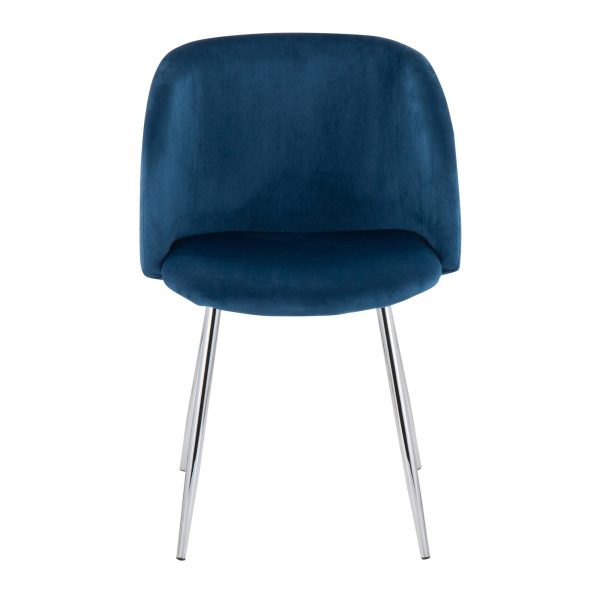 Fran Chrome Blue Velvet Contemporary Chairs Set of 2 7