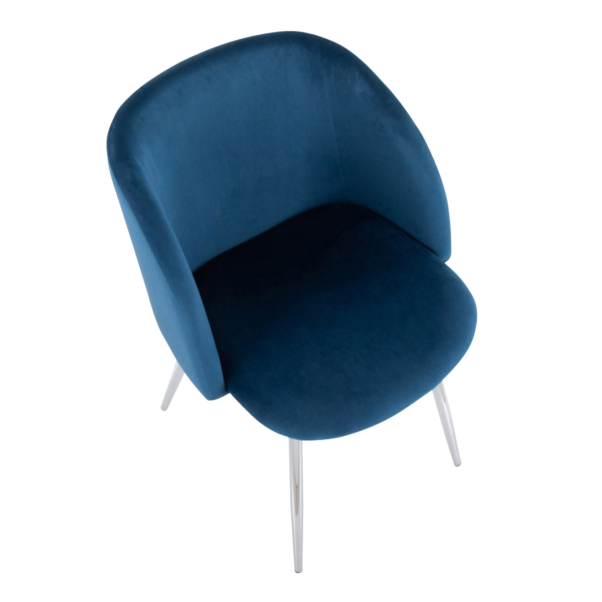 Fran Chrome Blue Velvet Contemporary Chairs (Set of 2) 8 Fran Chrome Blue Velvet Contemporary Chairs (Set of 2) - Image 8