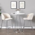 Fran Chrome Metal White Velvet Contemporary Counter Stools (Set of 2) 11 Fran Chrome Metal White Velvet Contemporary Counter Stools (Set of 2)