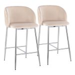 Fran Chrome Metal White Velvet Contemporary Counter Stools (Set of 2) 13 Fran Chrome Metal White Velvet Contemporary Counter Stools (Set of 2)