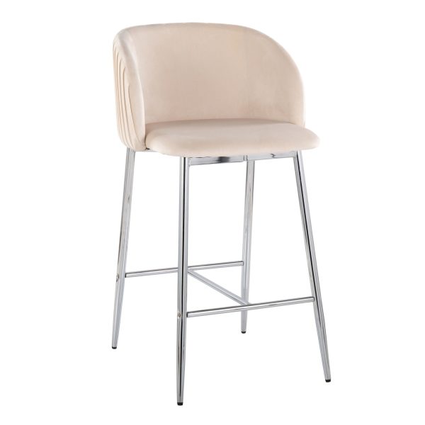 Fran Chrome Metal White Velvet Contemporary Counter Stools Set of 2 3