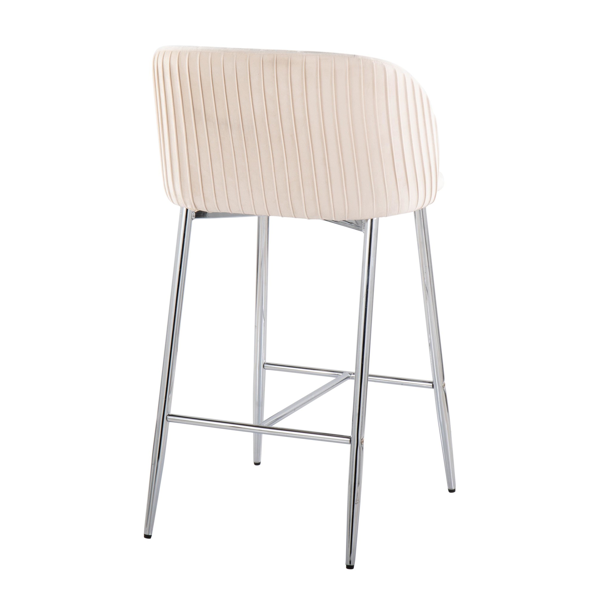 Fran Chrome Metal White Velvet Contemporary Counter Stools (Set of 2) 6 Fran Chrome Metal White Velvet Contemporary Counter Stools (Set of 2) - Image 6