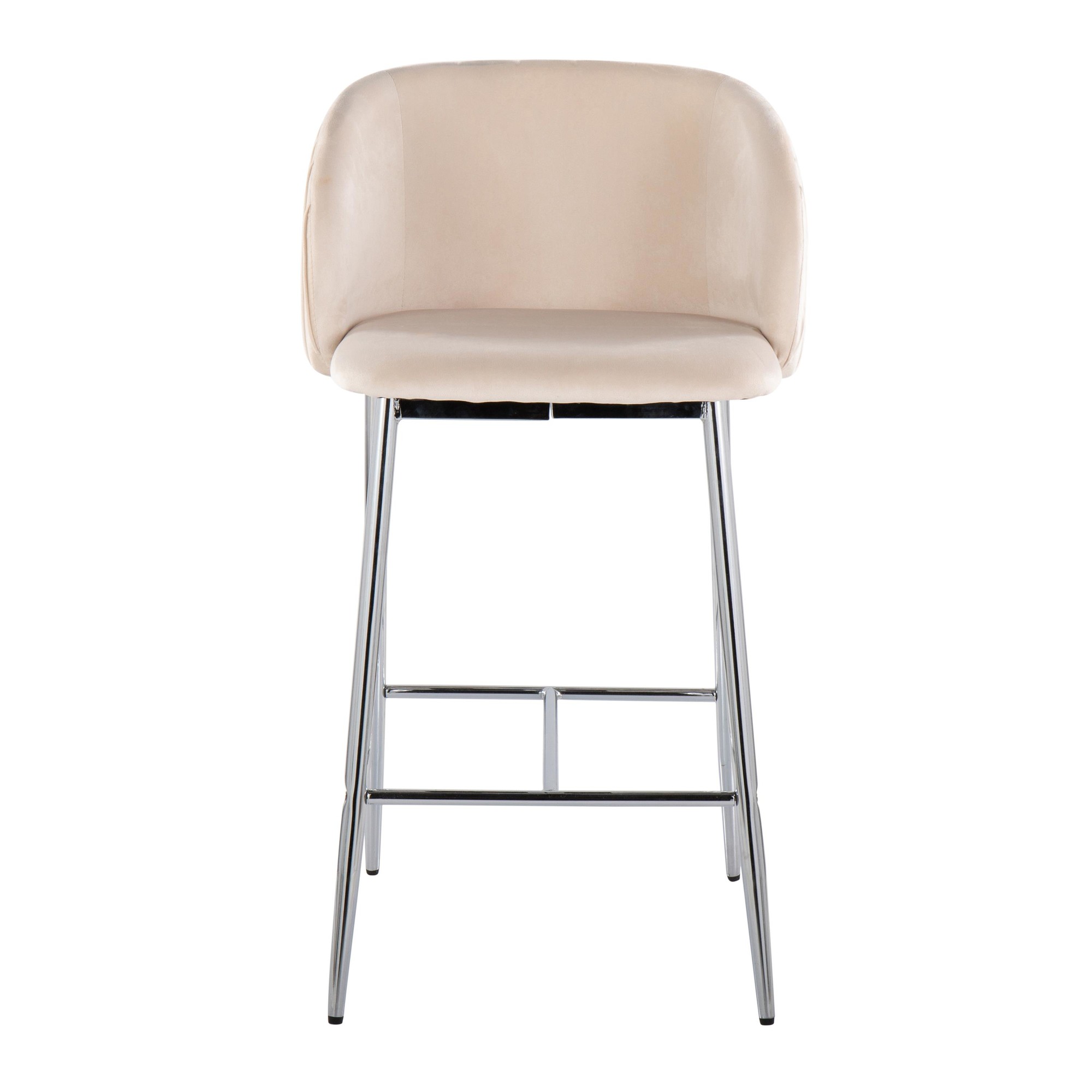 Fran Chrome Metal White Velvet Contemporary Counter Stools (Set of 2) 8 Fran Chrome Metal White Velvet Contemporary Counter Stools (Set of 2) - Image 8