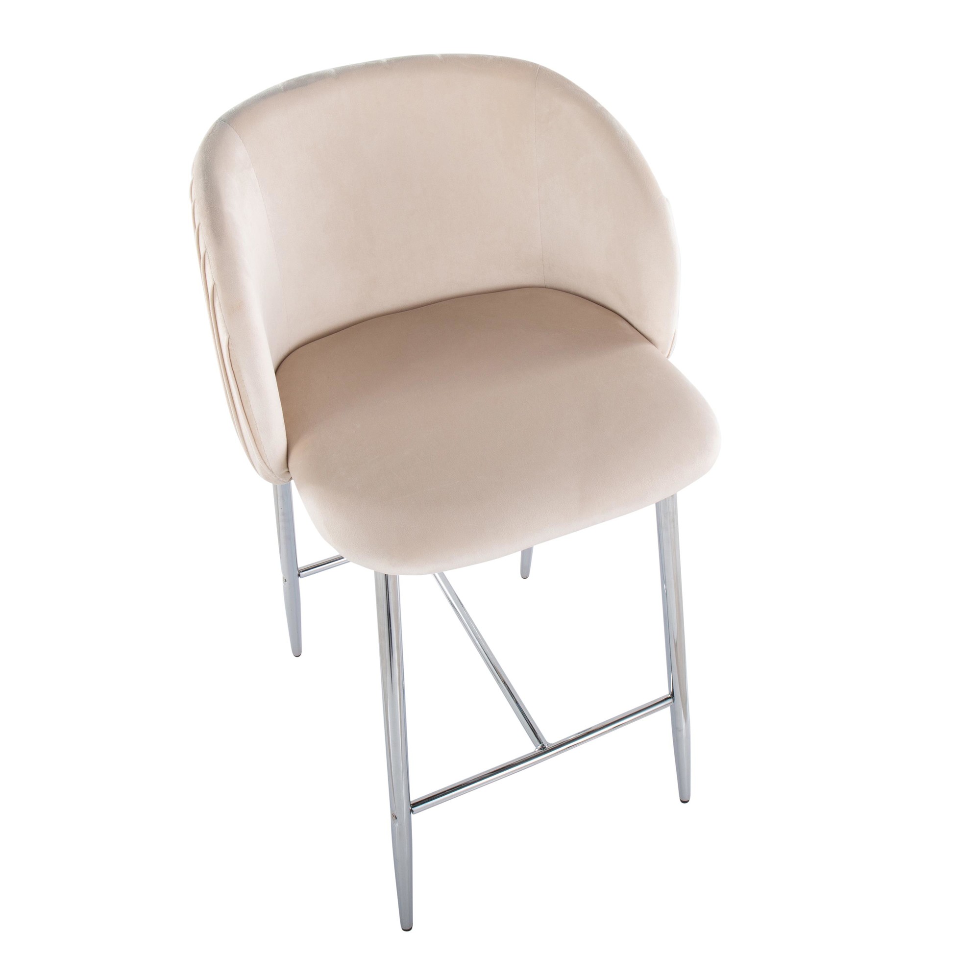 Fran Chrome Metal White Velvet Contemporary Counter Stools (Set of 2) 9 Fran Chrome Metal White Velvet Contemporary Counter Stools (Set of 2) - Image 9