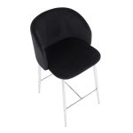 Fran Chrome and Black Velvet Contemporary Counter Stool (Set of 2) 24 Fran Chrome and Black Velvet Contemporary Counter Stool (Set of 2)