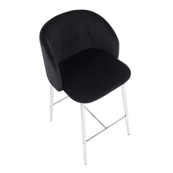 Fran Chrome and Black Velvet Contemporary Counter Stool Set of 2 10