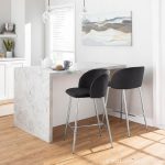 Fran Chrome and Black Velvet Contemporary Counter Stool (Set of 2) 14 Fran Chrome and Black Velvet Contemporary Counter Stool (Set of 2)