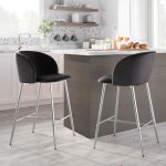 Fran Chrome and Black Velvet Contemporary Counter Stool (Set of 2) 16 Fran Chrome and Black Velvet Contemporary Counter Stool (Set of 2)