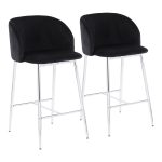 Fran Chrome and Black Velvet Contemporary Counter Stool (Set of 2) 18 Fran Chrome and Black Velvet Contemporary Counter Stool (Set of 2)