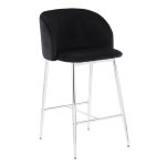 Fran Chrome and Black Velvet Contemporary Counter Stool (Set of 2) 19 Fran Chrome and Black Velvet Contemporary Counter Stool (Set of 2)
