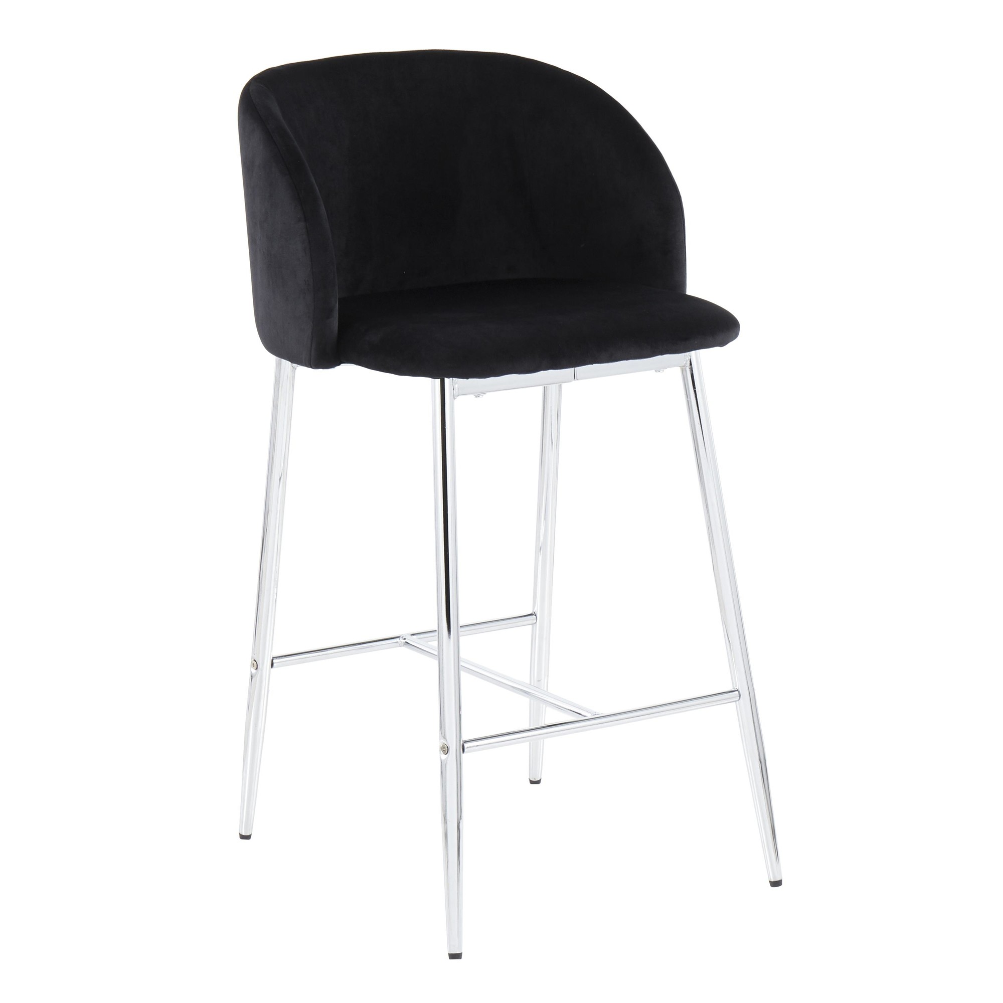 Fran Chrome and Black Velvet Contemporary Counter Stool (Set of 2) 6 Fran Chrome and Black Velvet Contemporary Counter Stool (Set of 2) - Image 6
