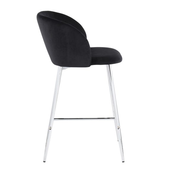 Fran Chrome and Black Velvet Contemporary Counter Stool Set of 2 6