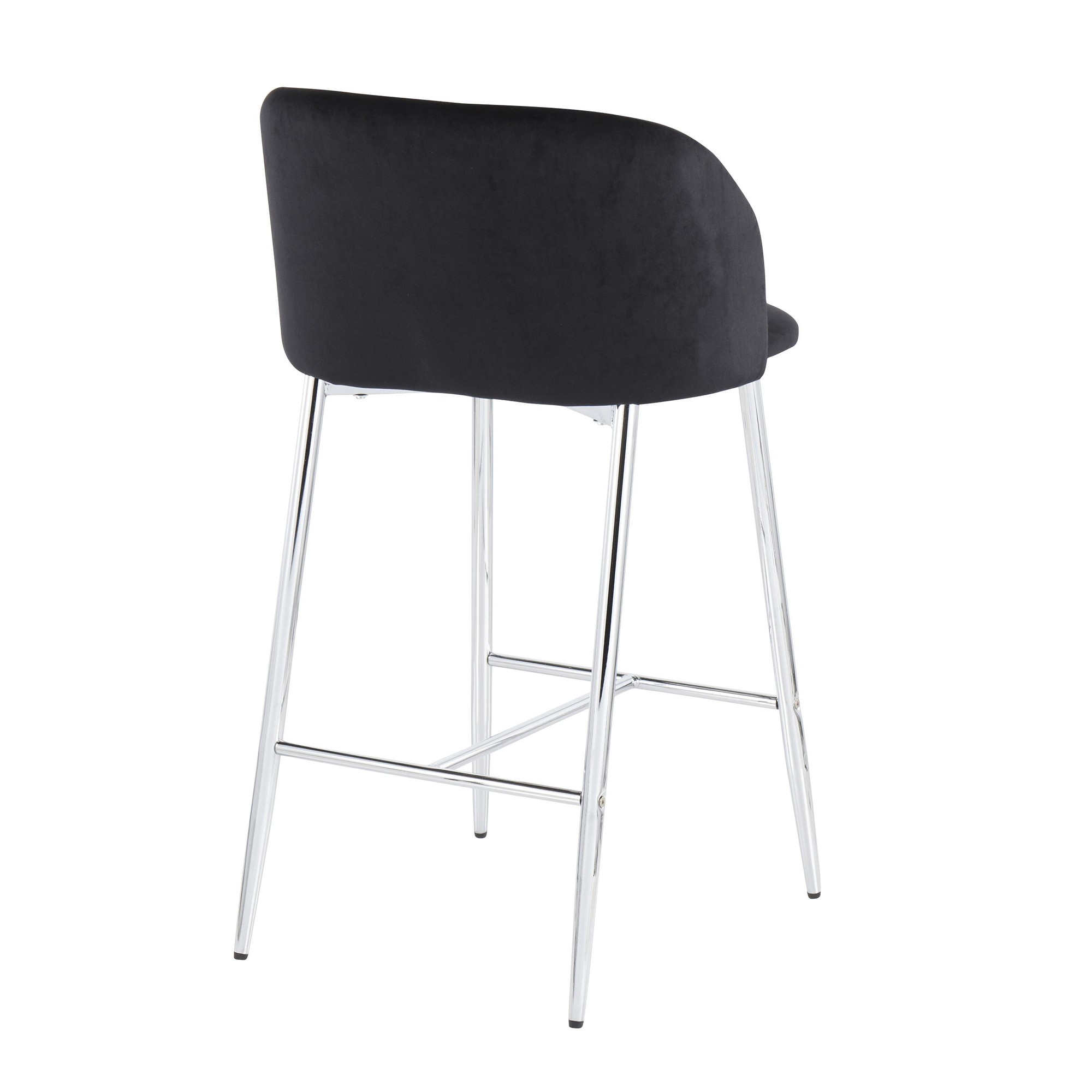 Fran Chrome and Black Velvet Contemporary Counter Stool (Set of 2) 8 Fran Chrome and Black Velvet Contemporary Counter Stool (Set of 2) - Image 8