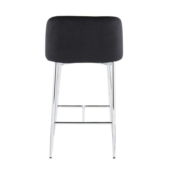 Fran Chrome and Black Velvet Contemporary Counter Stool Set of 2 8