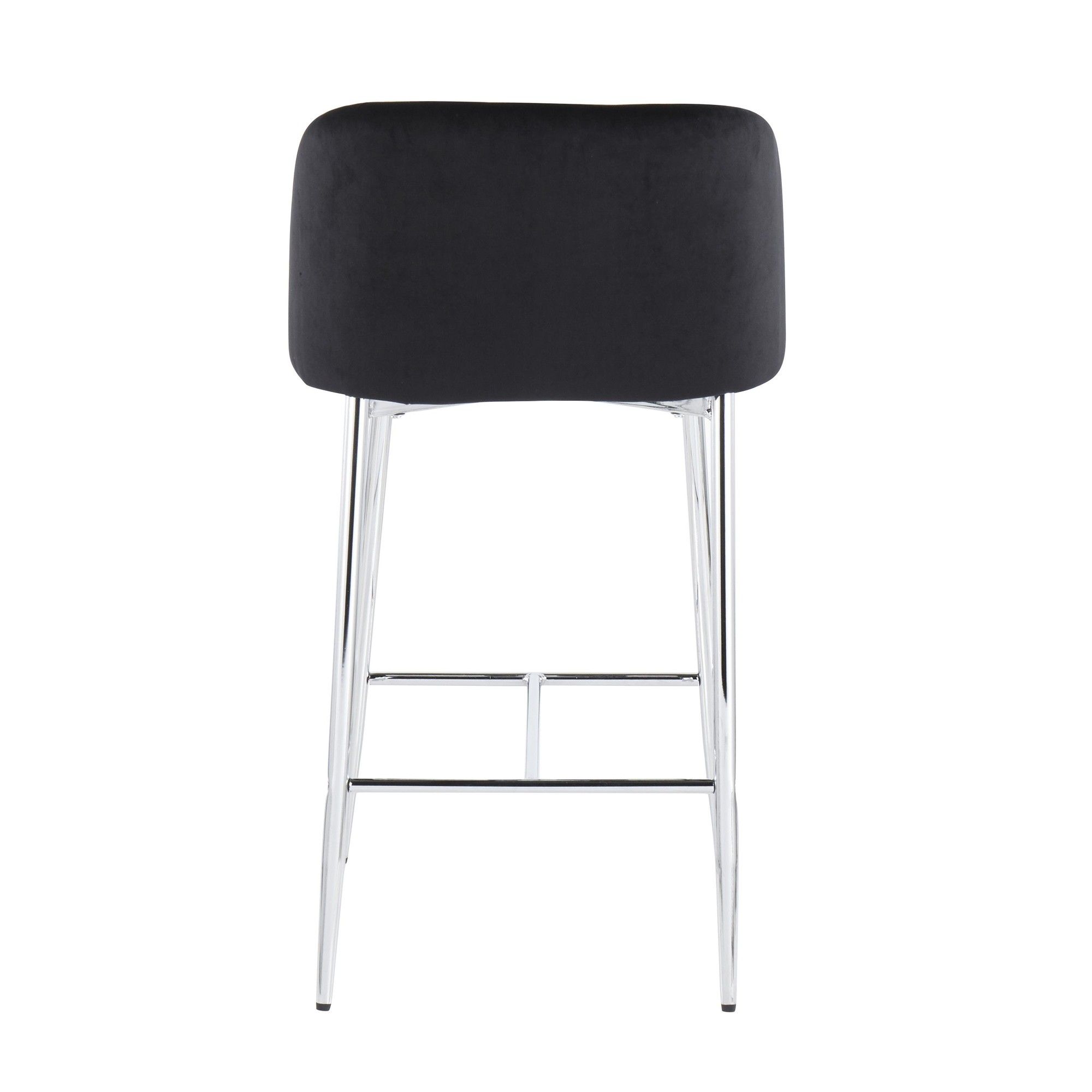 Fran Chrome and Black Velvet Contemporary Counter Stool (Set of 2) 9 Fran Chrome and Black Velvet Contemporary Counter Stool (Set of 2) - Image 9