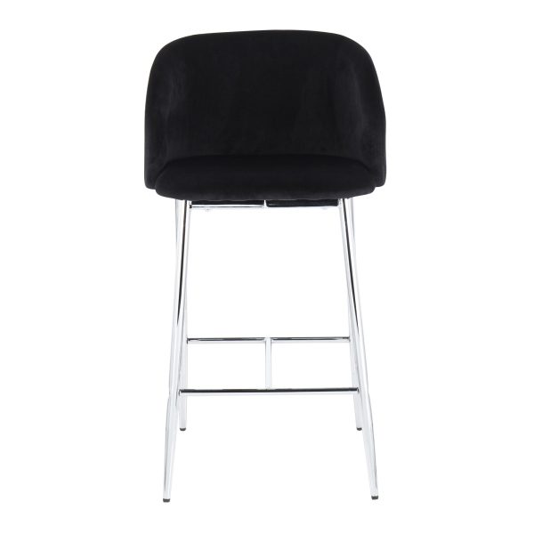Fran Chrome and Black Velvet Contemporary Counter Stool Set of 2 9