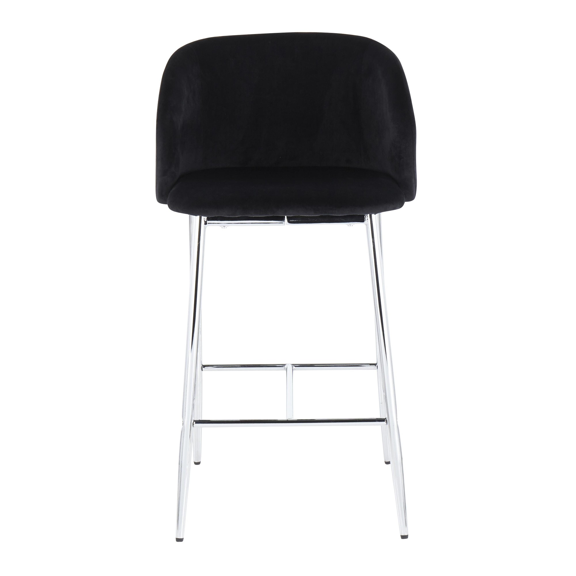 Fran Chrome and Black Velvet Contemporary Counter Stool (Set of 2) 10 Fran Chrome and Black Velvet Contemporary Counter Stool (Set of 2) - Image 10