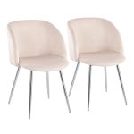 Fran Chrome and Cream Velvet Contemporary Accent Chairs (Set of 2) 16 Fran Chrome and Cream Velvet Contemporary Accent Chairs (Set of 2)